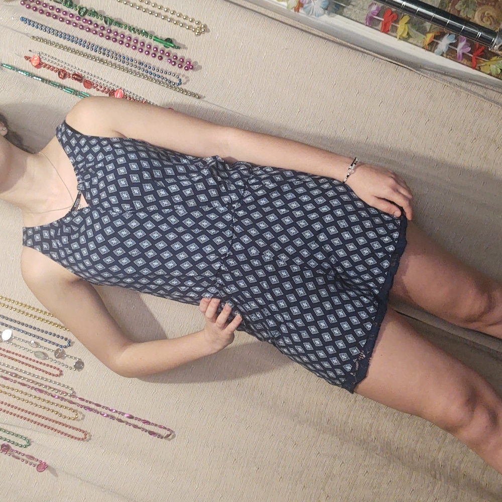 Socialite Diamond Print Romper Blue Lg